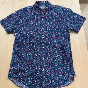 Bonobos Men's Floral Button Down Shirt - Blue and Red